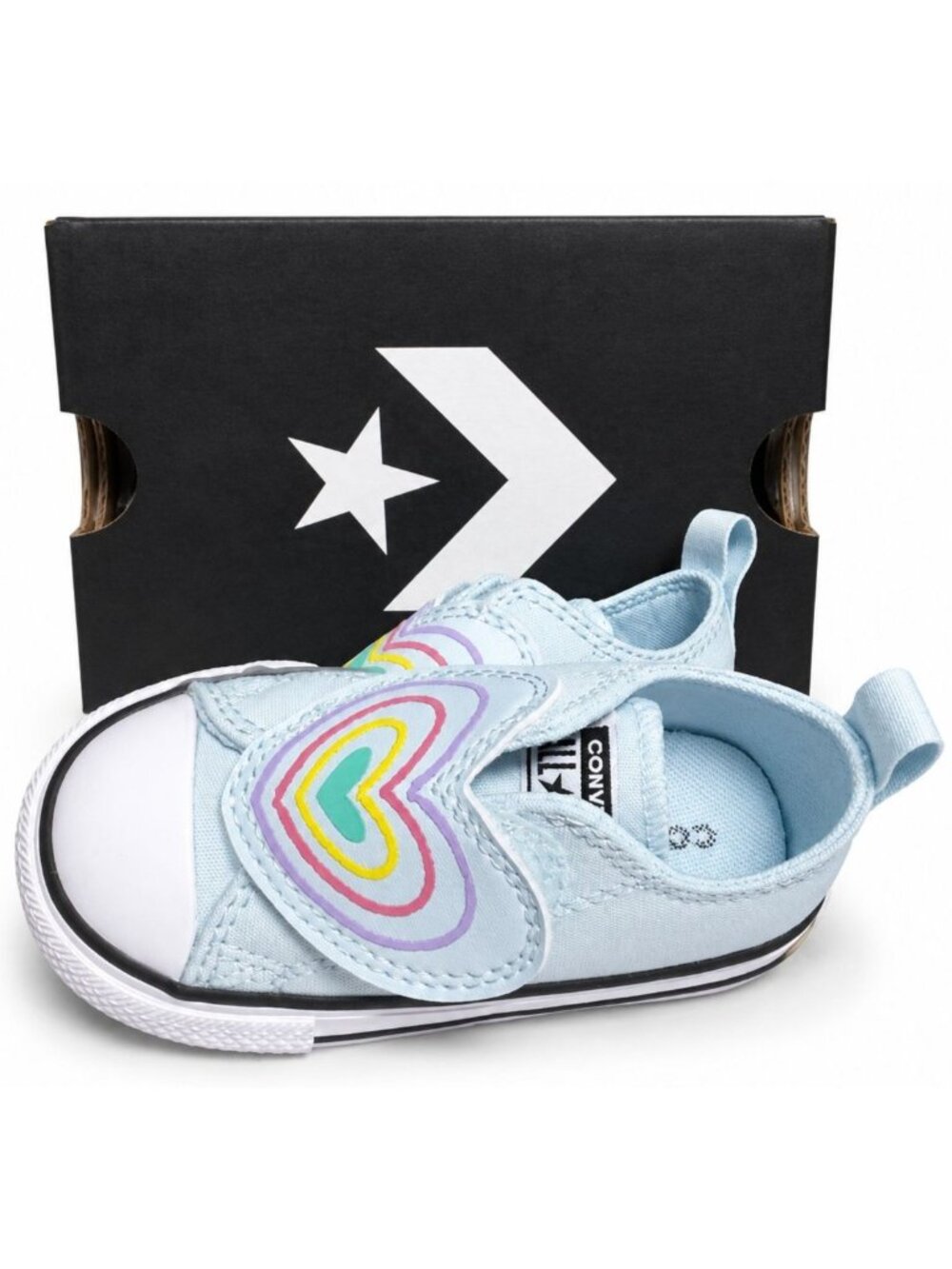 Converse CTAS Toddler One Strap Sneakers Blue Rainbow Heart Infant Baby Size 5